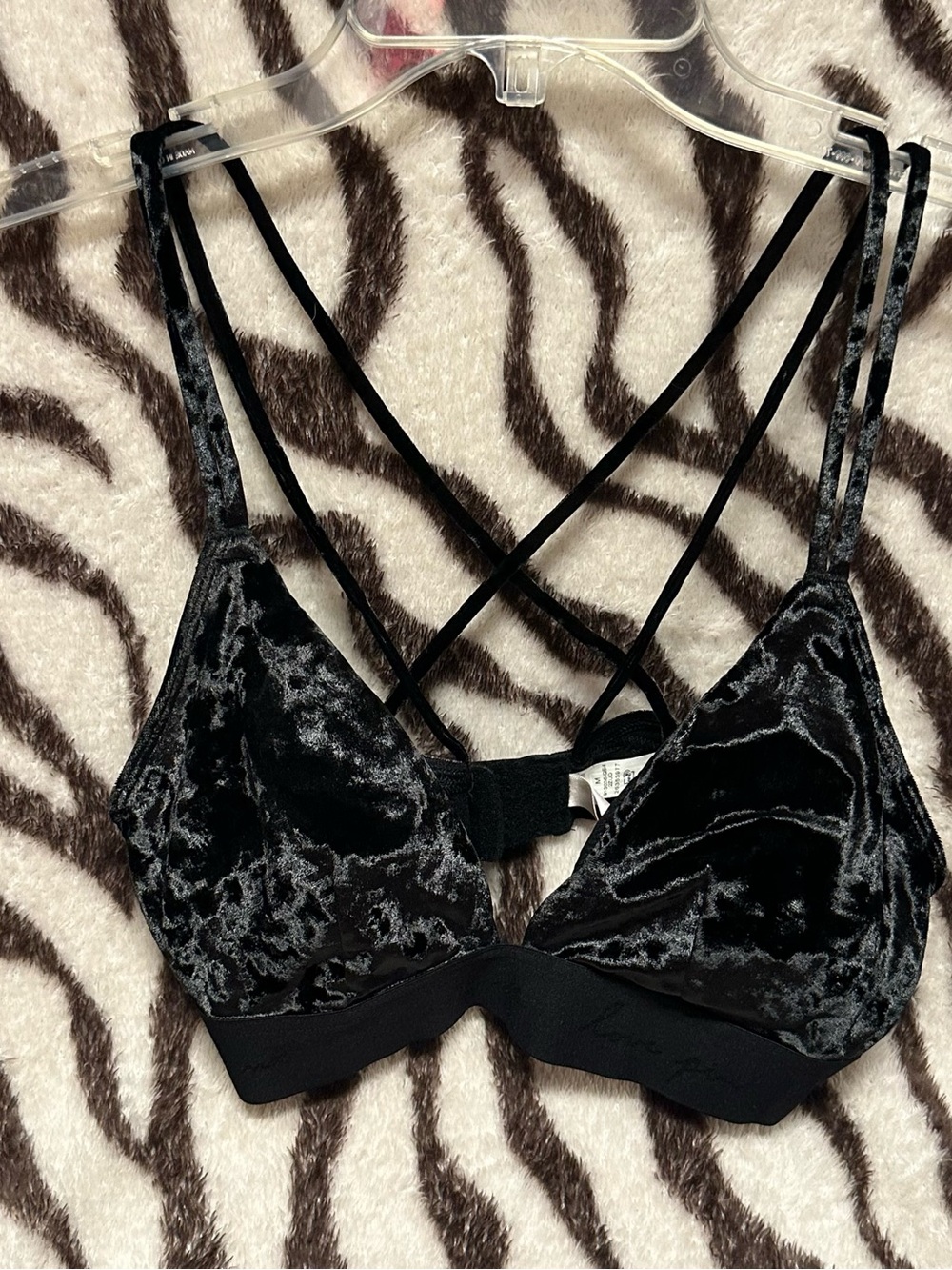 PINK Victoria's Secret Crushed Velvet Strappy Bralette - Dark Green